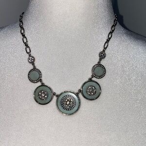 White House Black Market Silver and Green Necklace